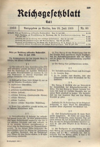 Reichsgesetzblatt 1933 Euthanasie